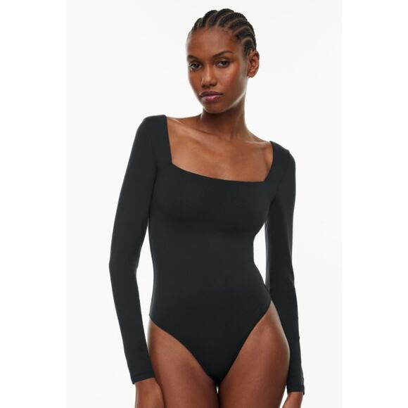 Aritzia Tops - Aritzia Babaton Contour Squareneck Black long sleeve thong bodysuit. Size M.